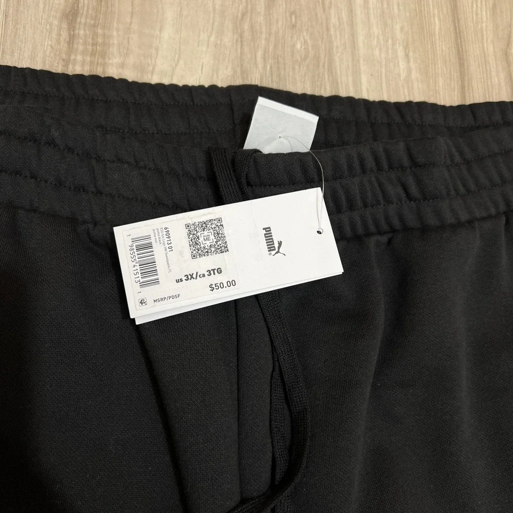Puma Women's Plus Size 3X Essentials High Waisted Fleece Sweatpants Black